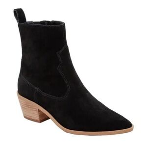 NWT — LISA VICKY Steady Western Bootie In Black Suede Stacked Heel Size 7.5